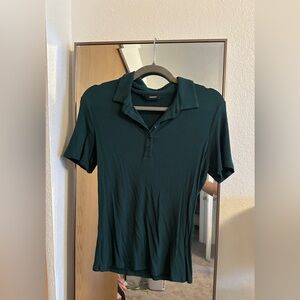Dark Green Ribbed Polo Shirt